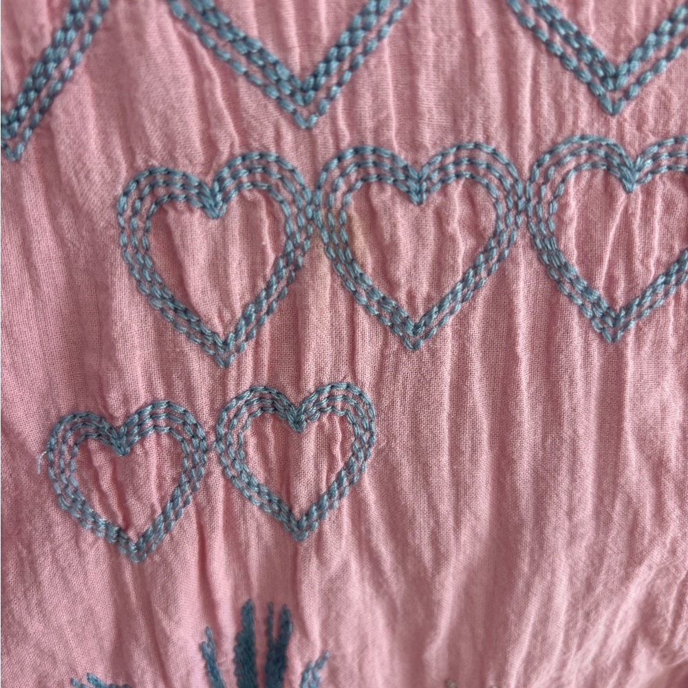 Johnny Was workshop Pink Embroidered Heart Button-Up Top size small - Picture 7 of 9